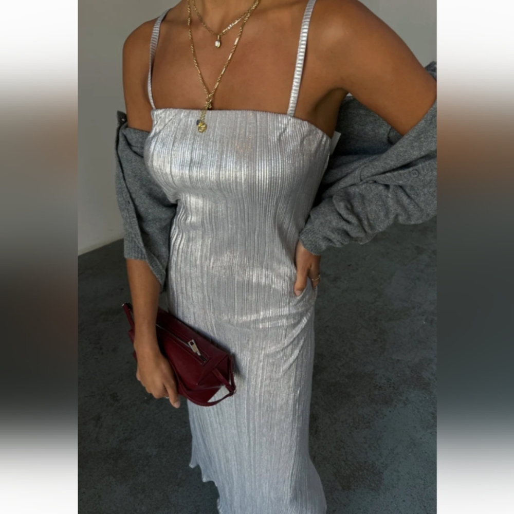 Never Fully Dressed Silver Maxi Dress - Picture 2 of 5